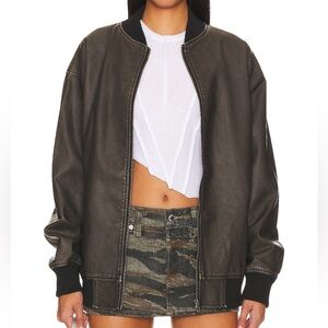 REVOLVE Superdown Faux Leather Oversized Bomber Jacket